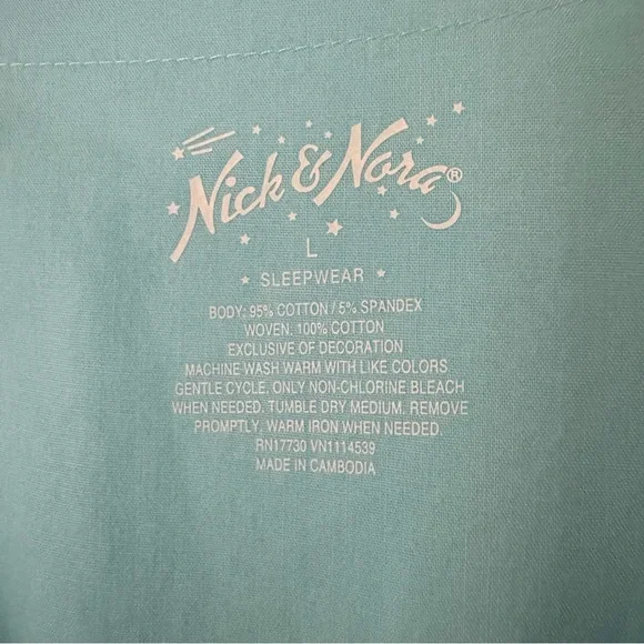 Nick & Nora Sleepshirt Nightgown Butterflies Blue Long Sleeve Pockets Size Large - Picture 8 of 10